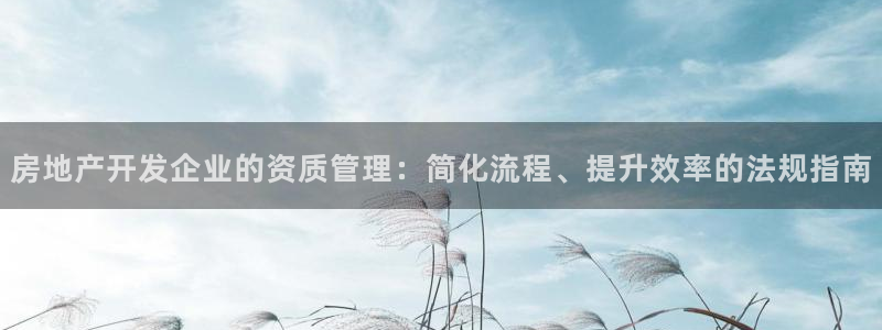 天狮娱乐 a主管60447：房地产开发企业的资质管理：简化流